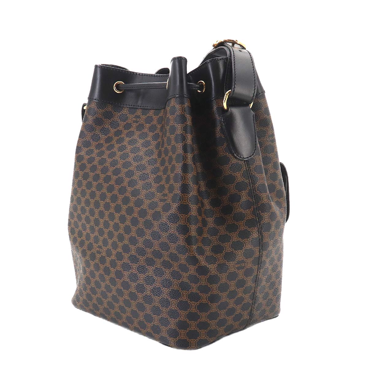 Macadam Shoulder Bag PVC Leather Black Brown Vintage Purse