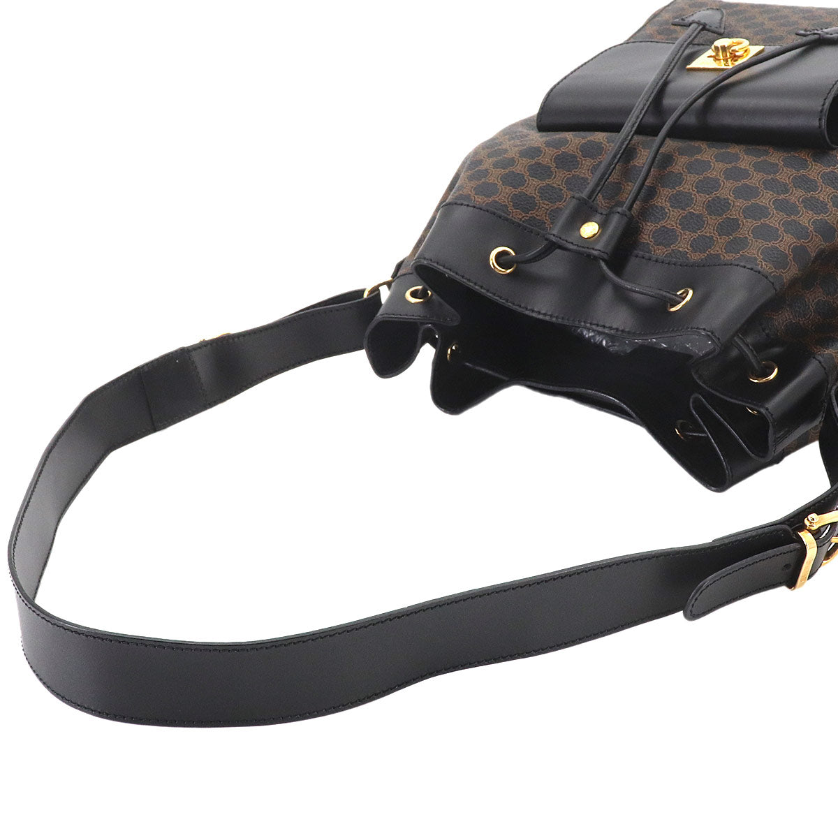 Macadam Shoulder Bag PVC Leather Black Brown Vintage Purse
