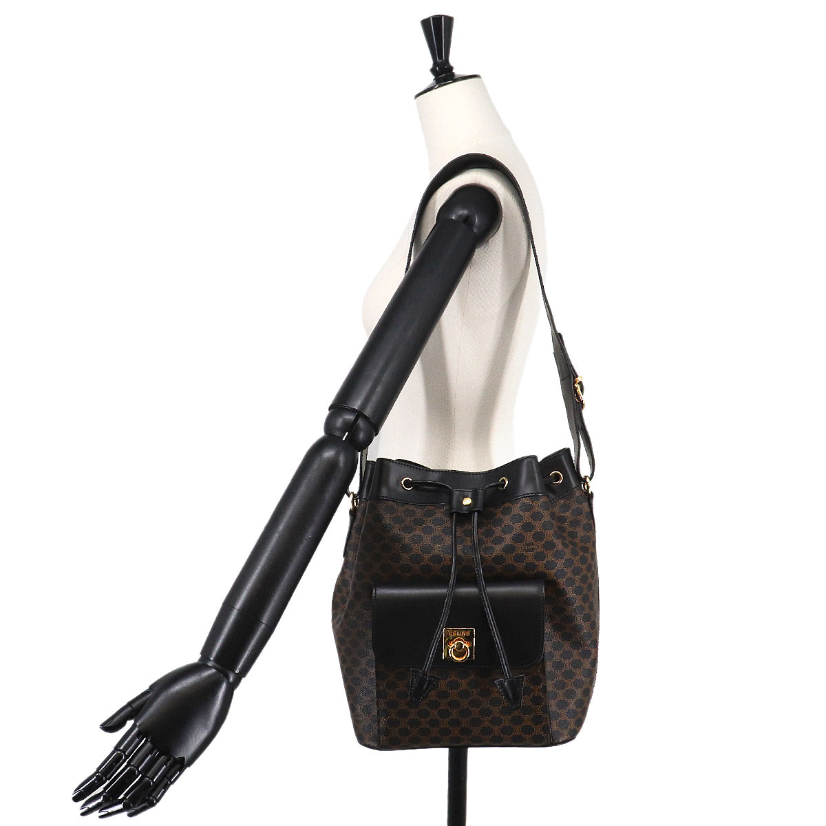 Macadam Shoulder Bag PVC Leather Black Brown Vintage Purse