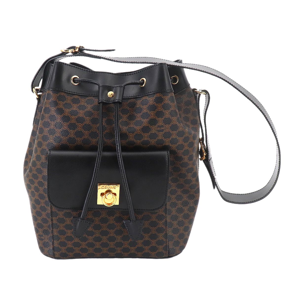 Macadam Shoulder Bag PVC Leather Black Brown Vintage Purse