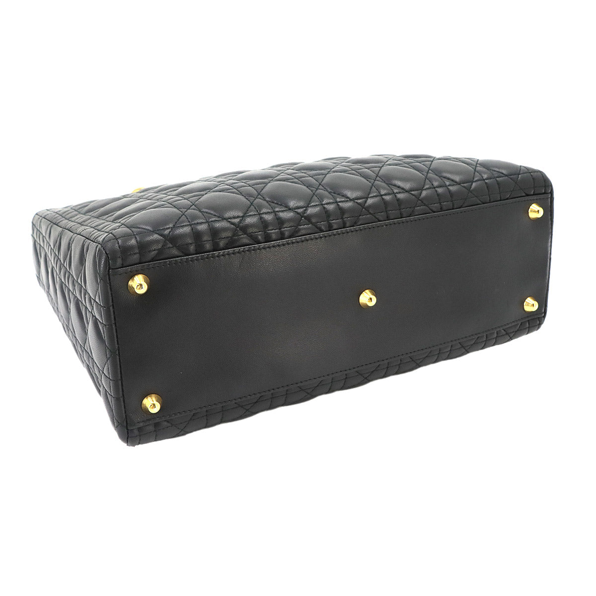 Lady Dior Large 2way Hand Shoulder Bag Leather Black