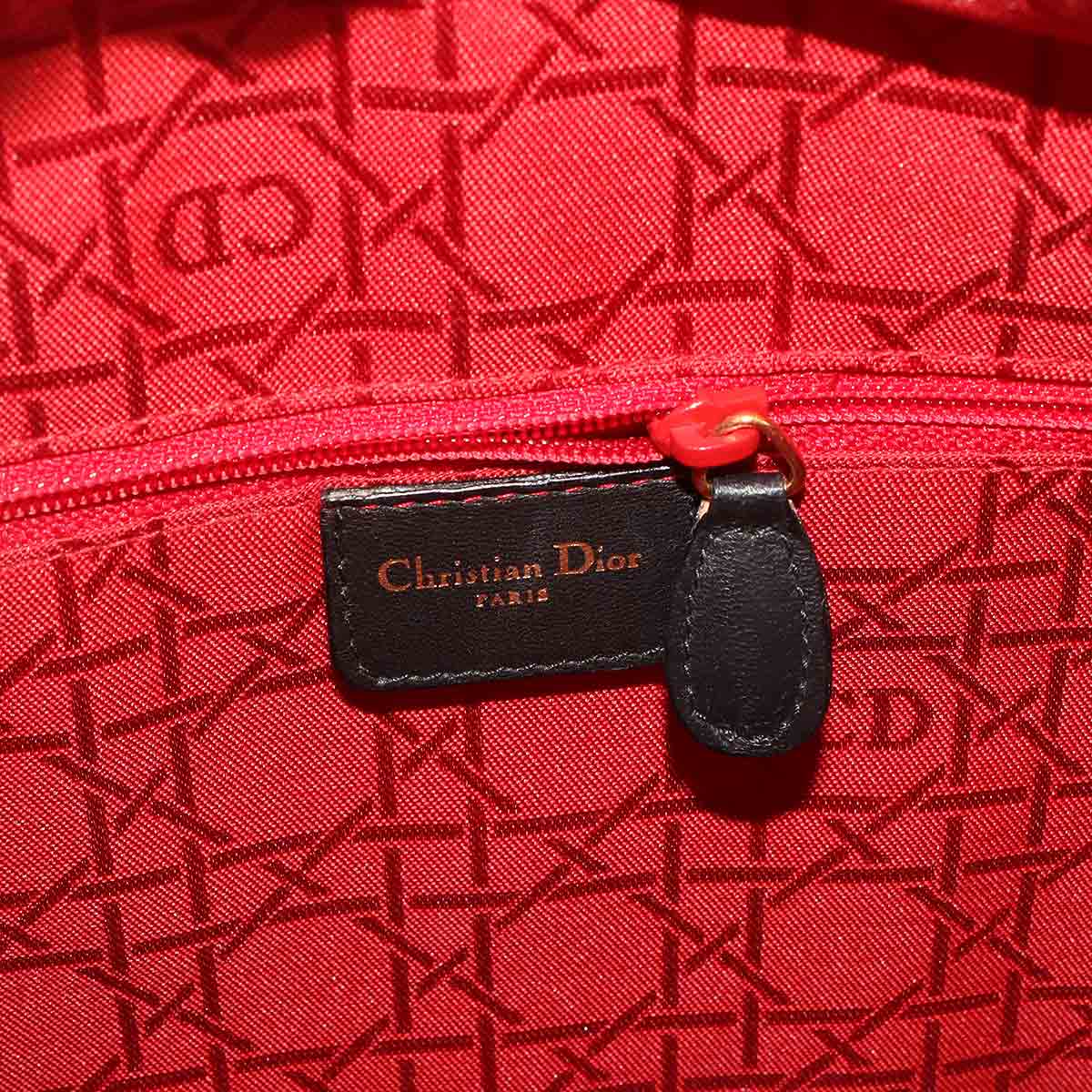Lady Dior Large 2way Hand Shoulder Bag Leather Black