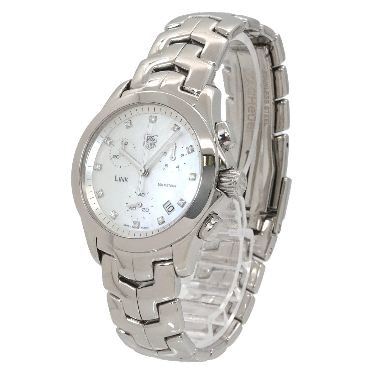 Link Chronograph CJF1312 Date 12P Diamond White Shell Dial