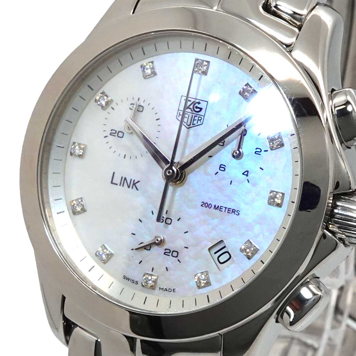 Link Chronograph CJF1312 Date 12P Diamond White Shell Dial