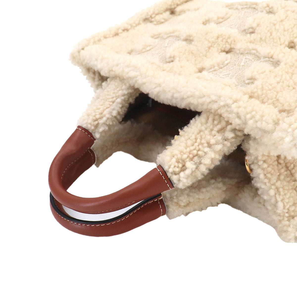Triomphe Small Cabas Thais Tote Shoulder Bag Shearling Leather