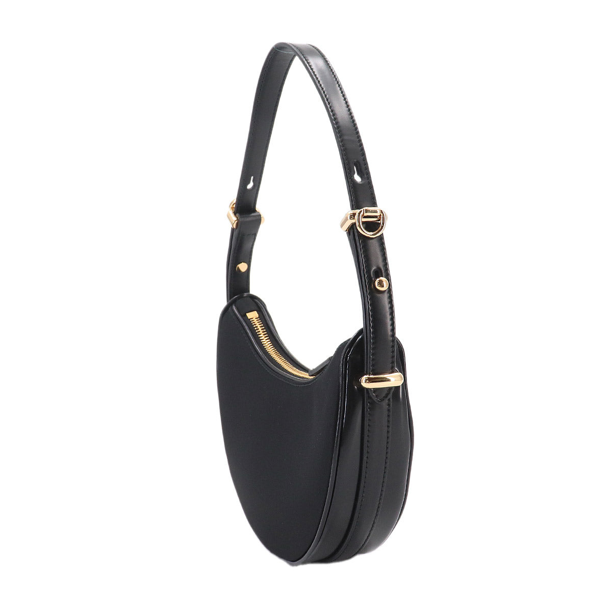 Arque Small 2way Hand dag Shoulder Bag Nylon Leather Black 1BC194