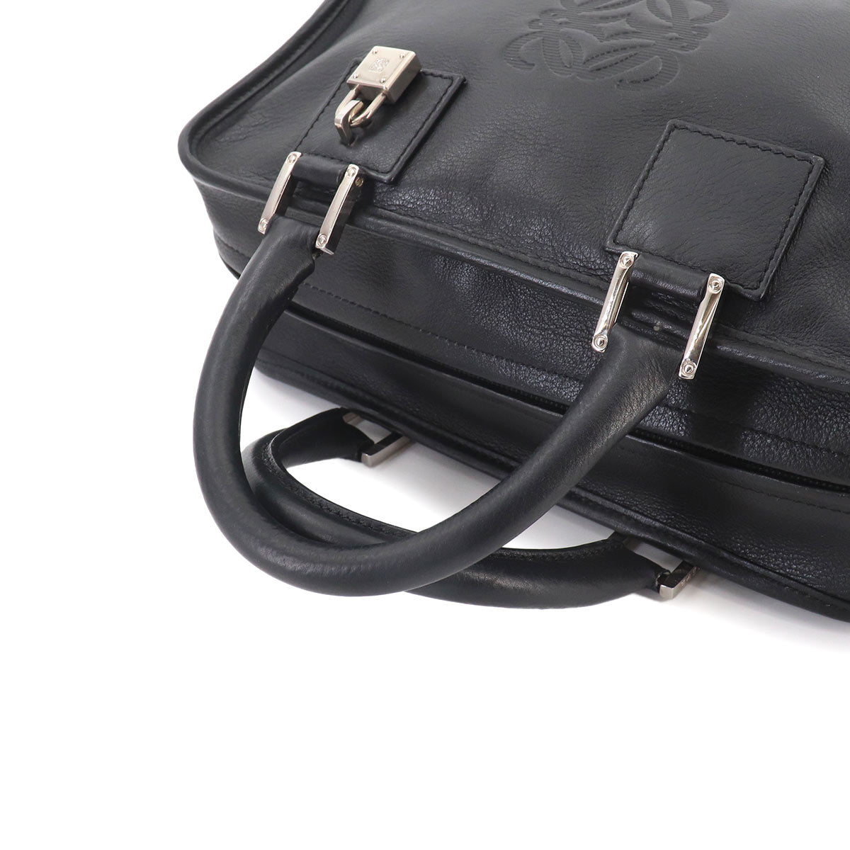 Amazona 28 Hand Bag Leather Black Anagram Purse