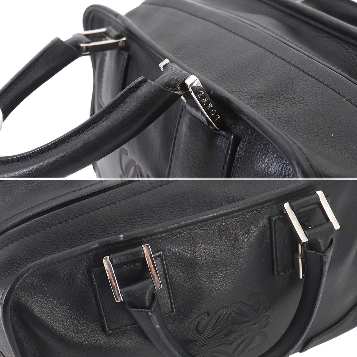 Amazona 28 Hand Bag Leather Black Anagram Purse