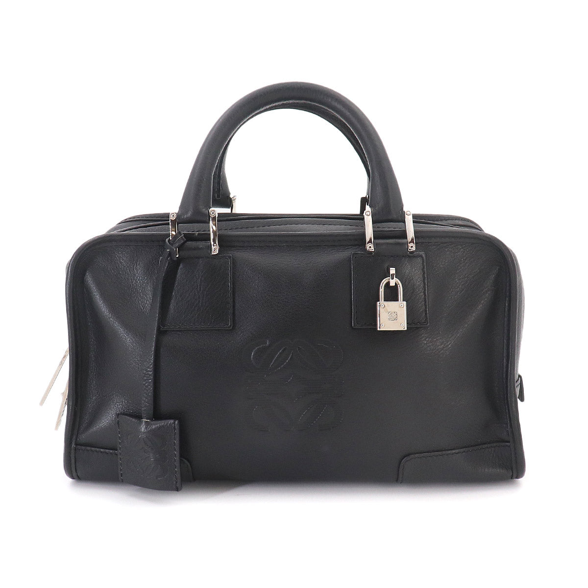 Amazona 28 Hand Bag Leather Black Anagram Purse