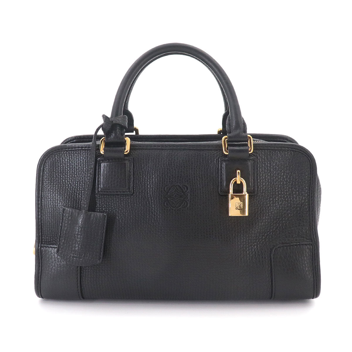 Amazona 28 Hand Bag Leather Black Anagram Purse