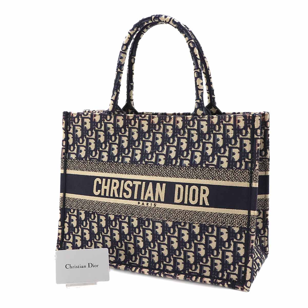 Oblique Book Tote Medium Bag Canvas Navy M1296ZRIW