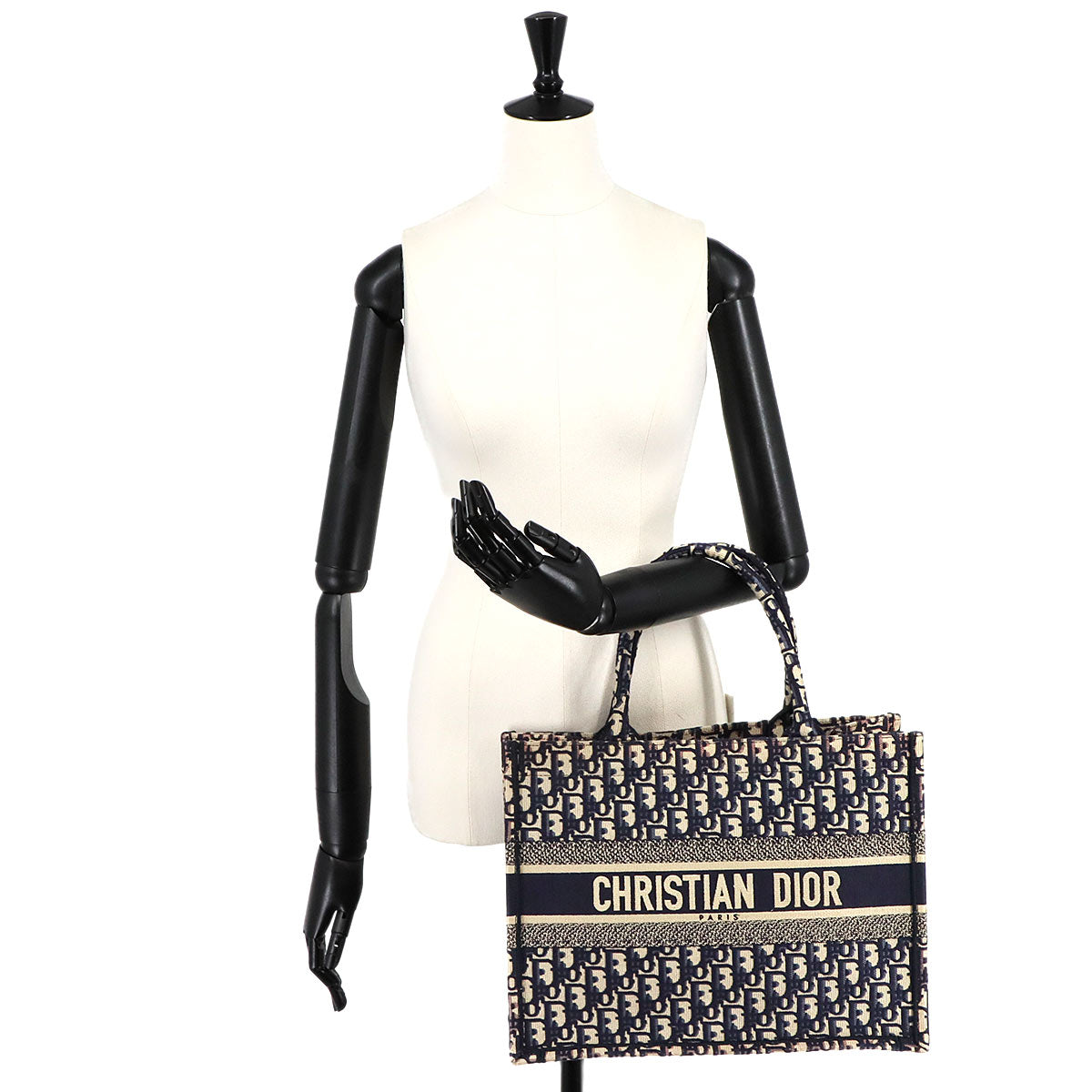 Oblique Book Tote Medium Bag Canvas Navy M1296ZRIW