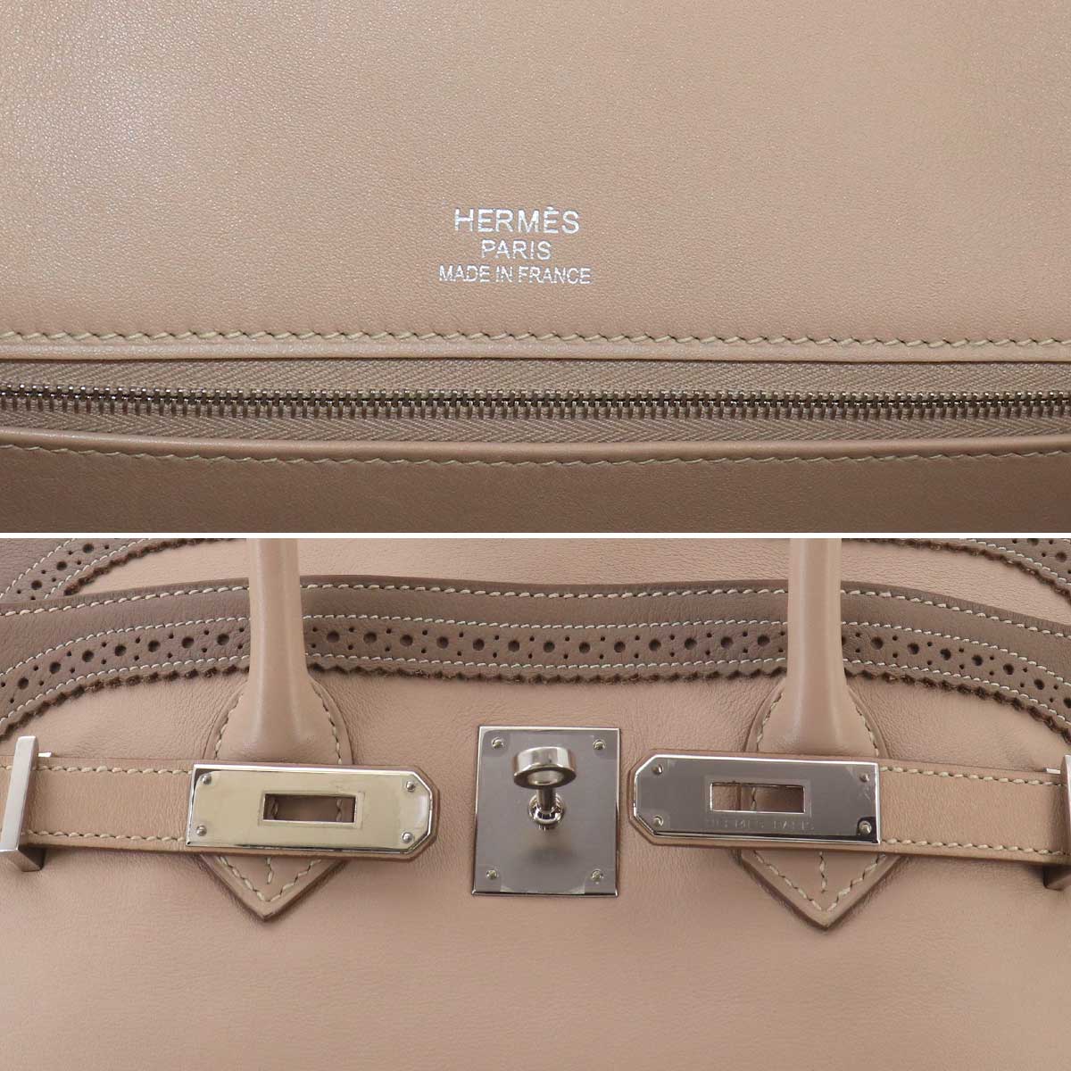 Birkin 35 Ghillies Swift Argile Etoupe Hand Bag Purse
