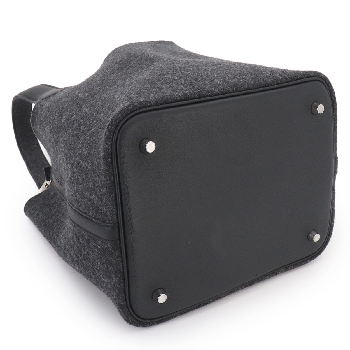 Picotin Lock MM Hand Bag Felt Veau Swift Graphite Black