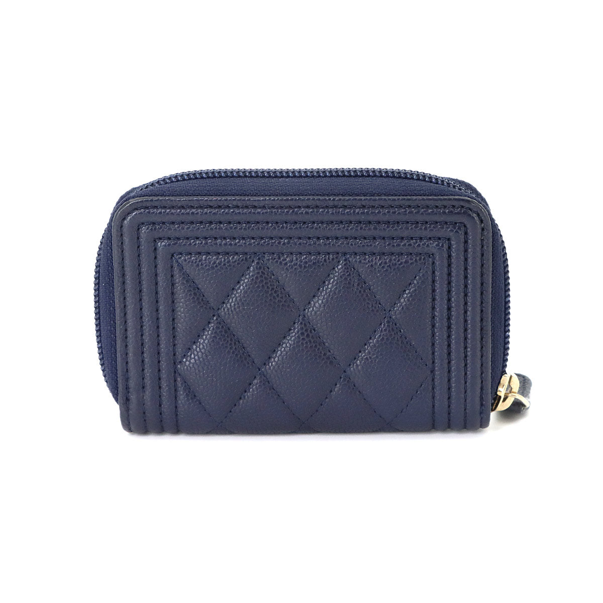 Boy Chanel Zipped Coin Purse Leather Navy A80602