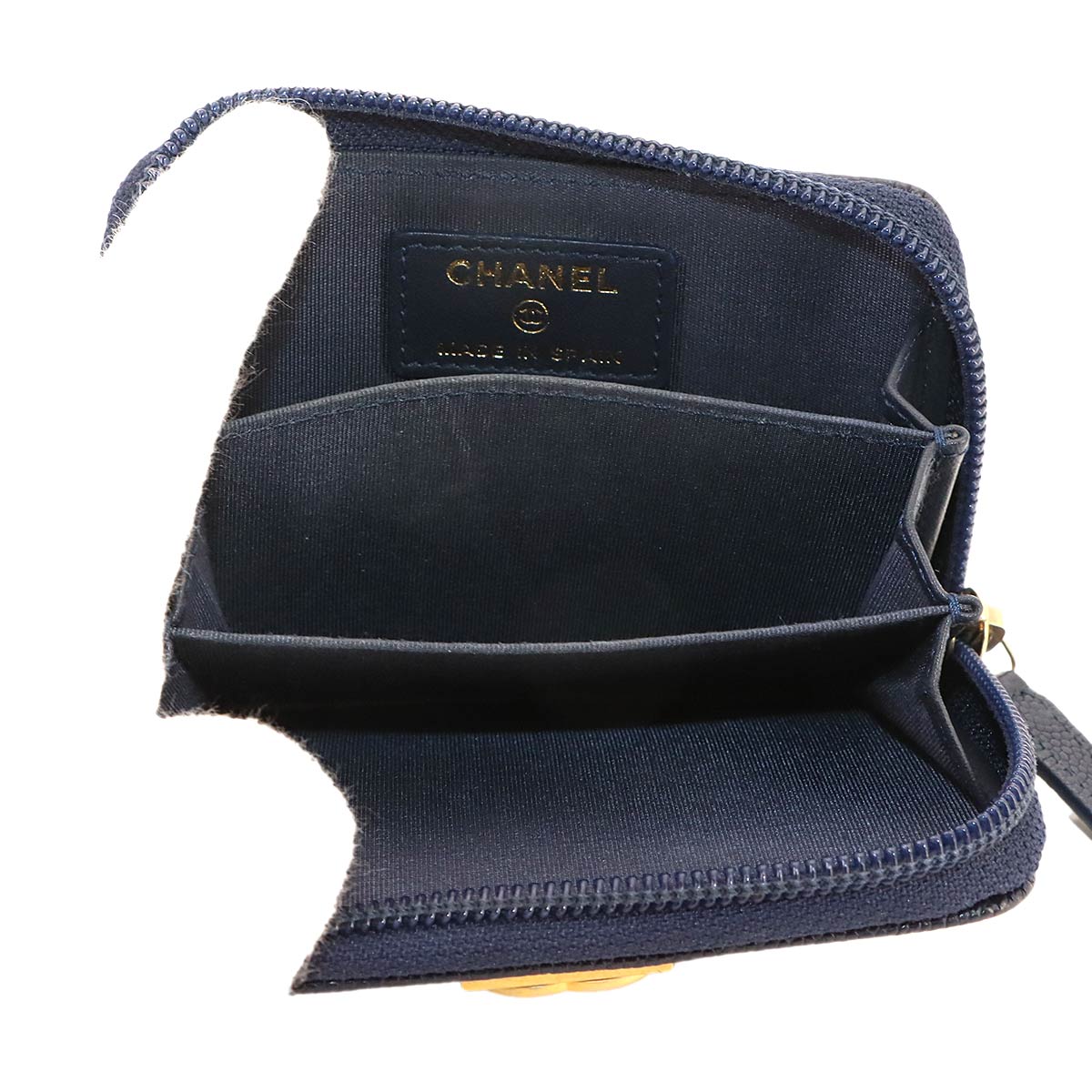 Boy Chanel Zipped Coin Purse Leather Navy A80602