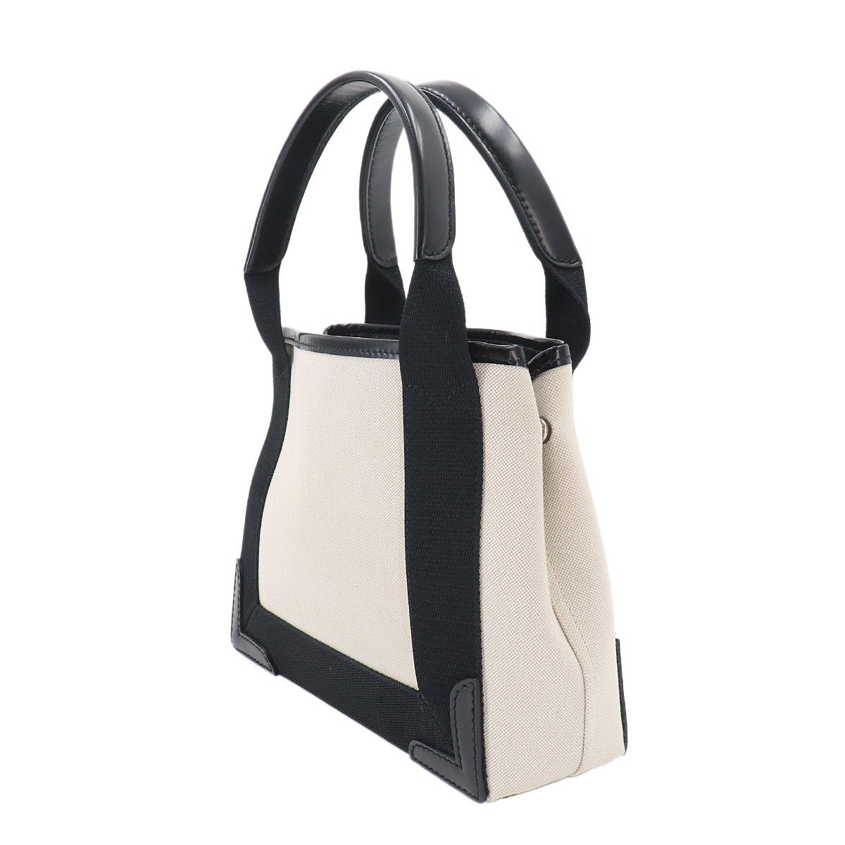 Navy Cabas XS 2way Tote Shoulder Bag Canvas Leather