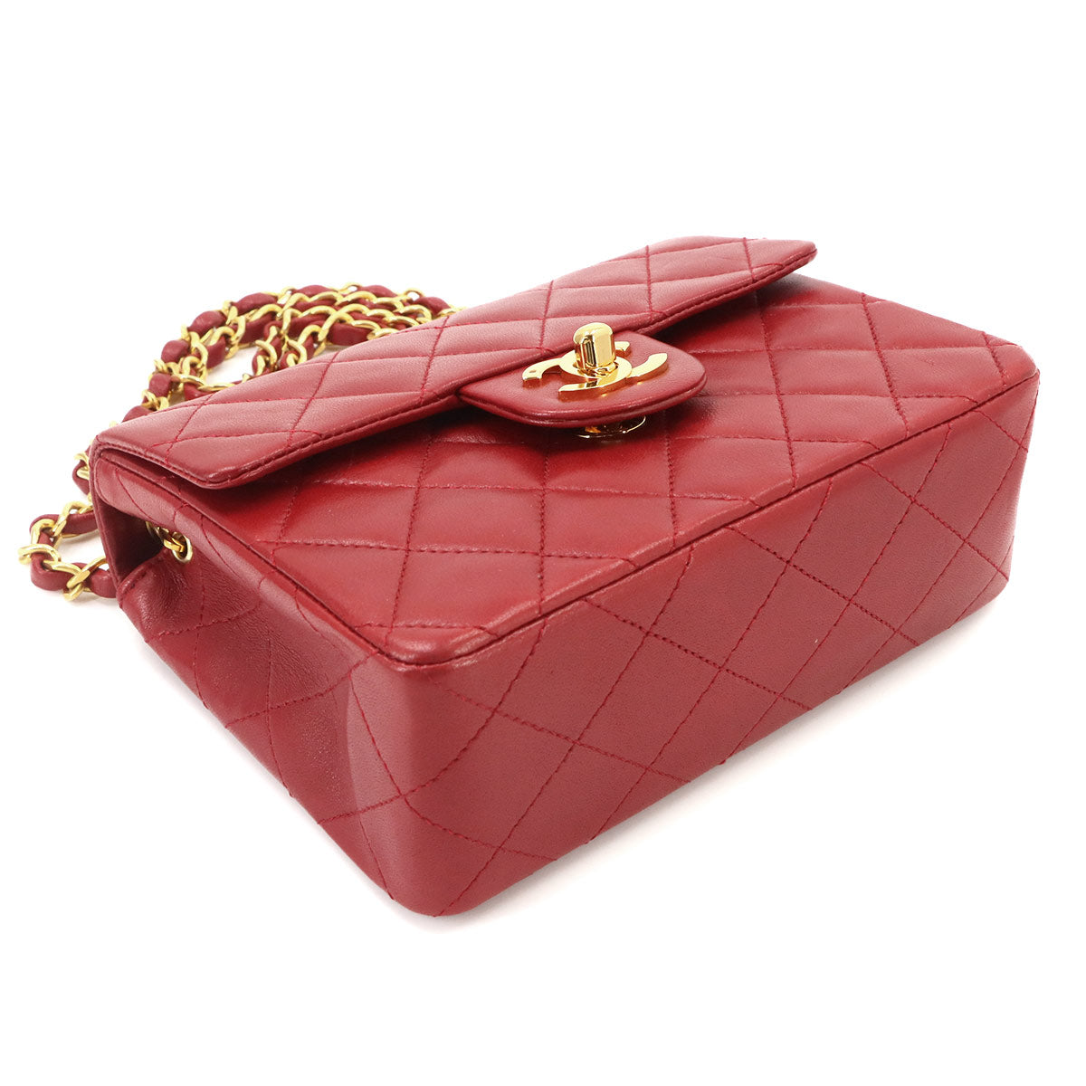 Mini Matelasse Chain Shoulder Bag Leather Red A01115 Purse