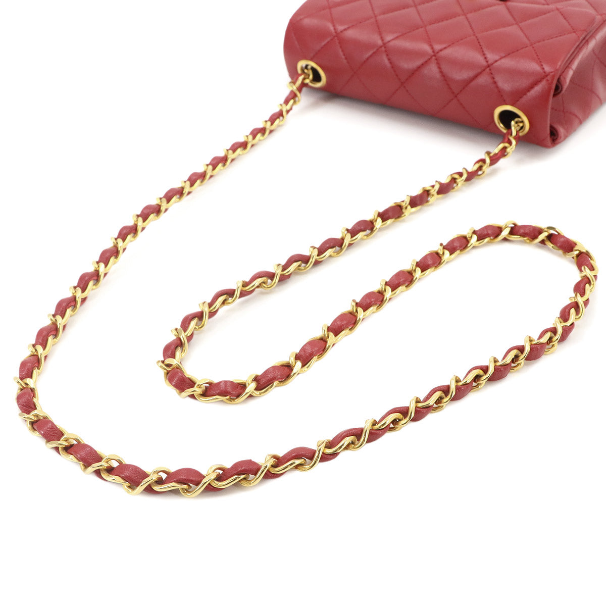 Mini Matelasse Chain Shoulder Bag Leather Red A01115 Purse