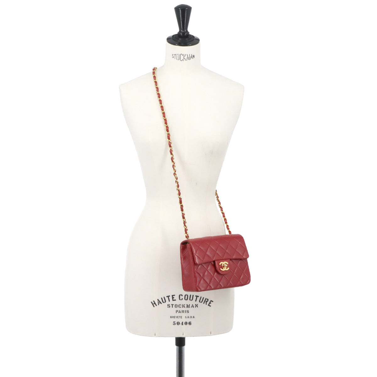 Mini Matelasse Chain Shoulder Bag Leather Red A01115 Purse
