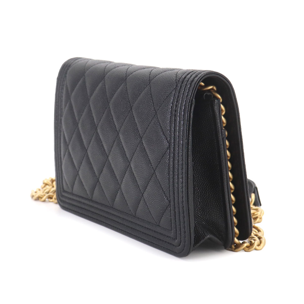 Boychanel Chain Long Wallet Leather Black AP1117 Purse