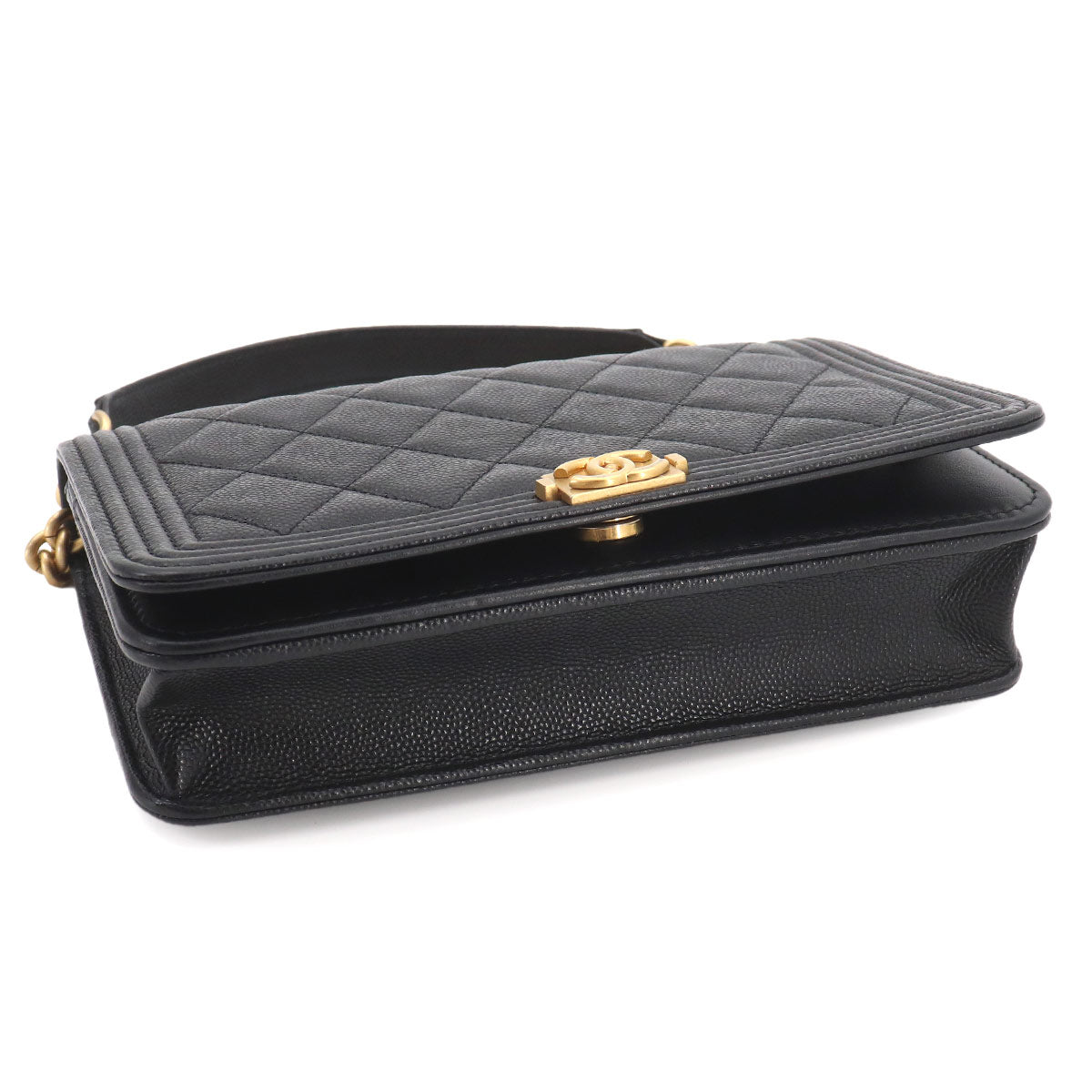 Boychanel Chain Long Wallet Leather Black AP1117 Purse