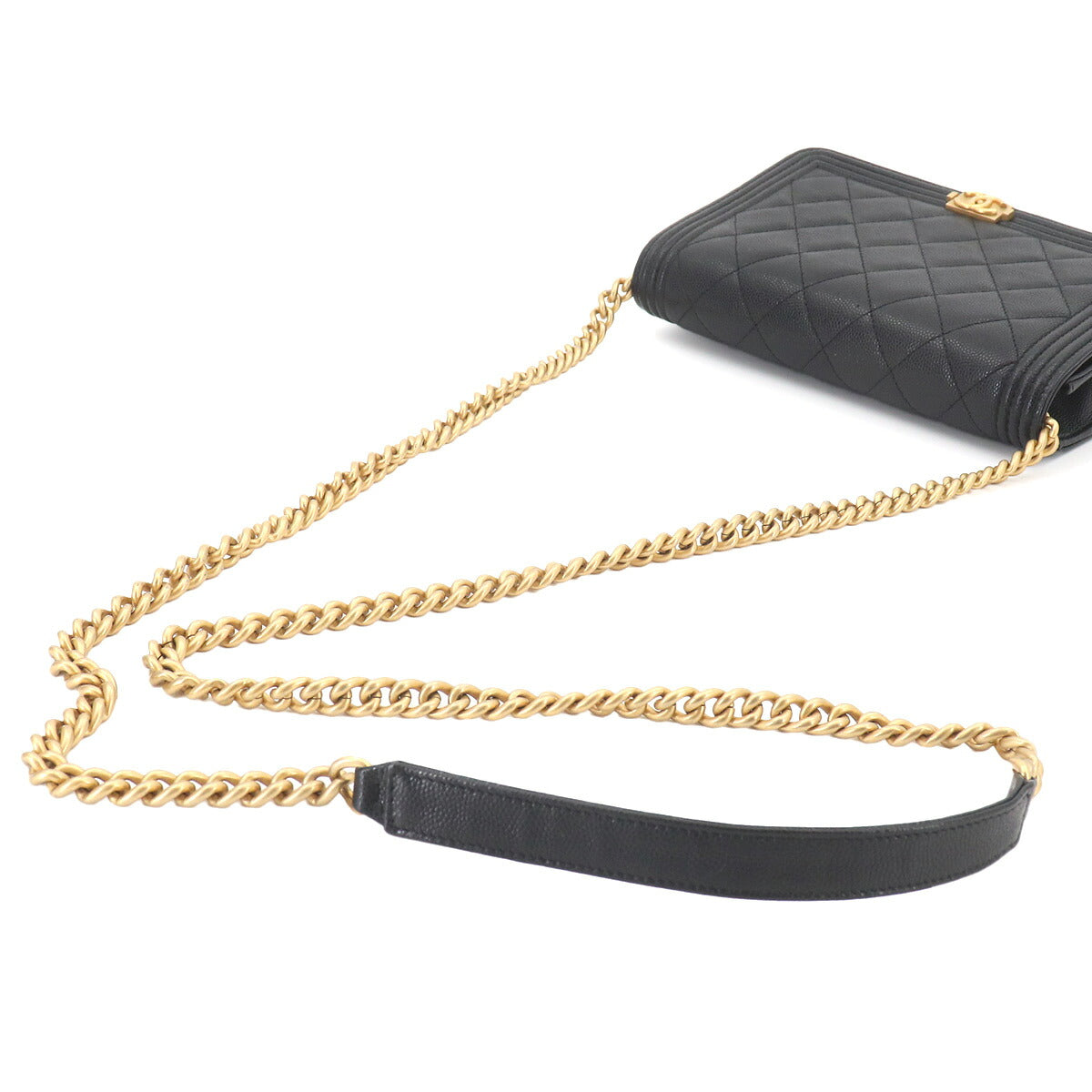Boychanel Chain Long Wallet Leather Black AP1117 Purse