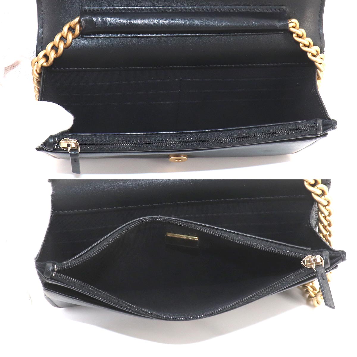 Boychanel Chain Long Wallet Leather Black AP1117 Purse