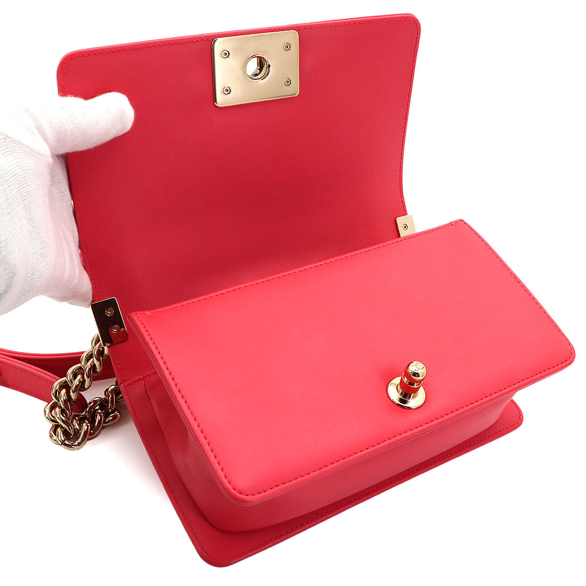 BOY CHANEL Small Chain Shoulder Bag Tweed Leather Pink A67085