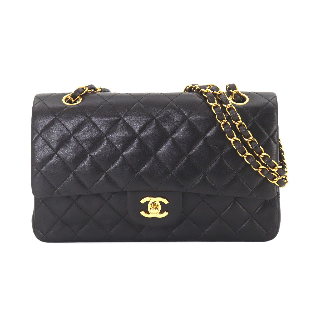 Matelasse 25 Chain Shoulder Bag Leather Black A01112 Vintage
