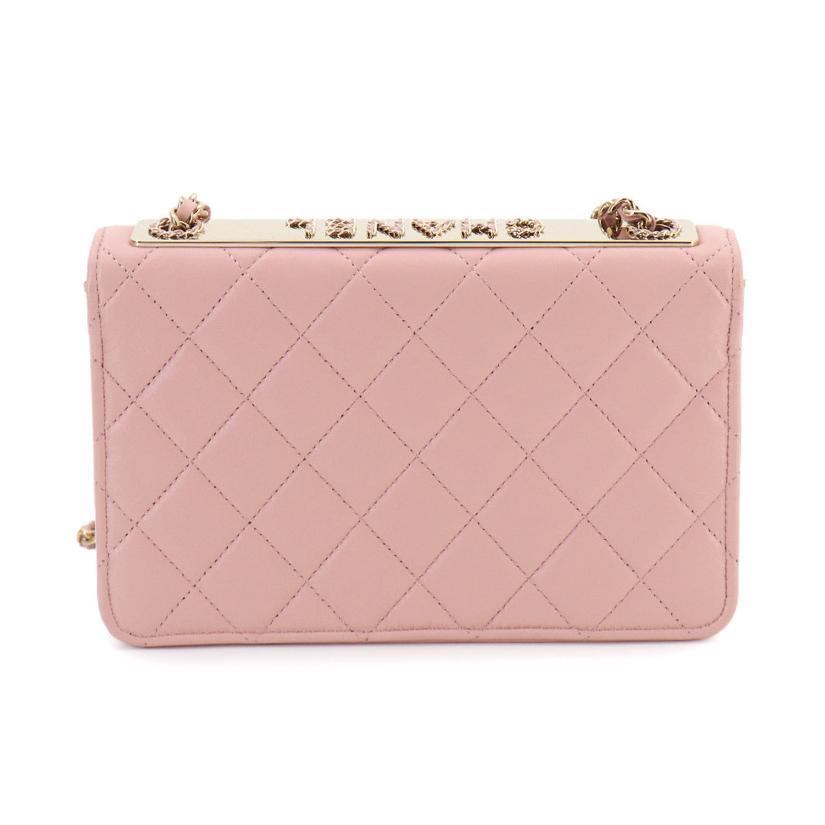 Trendy CC Matelasse Chain Long Wallet Leather Pink