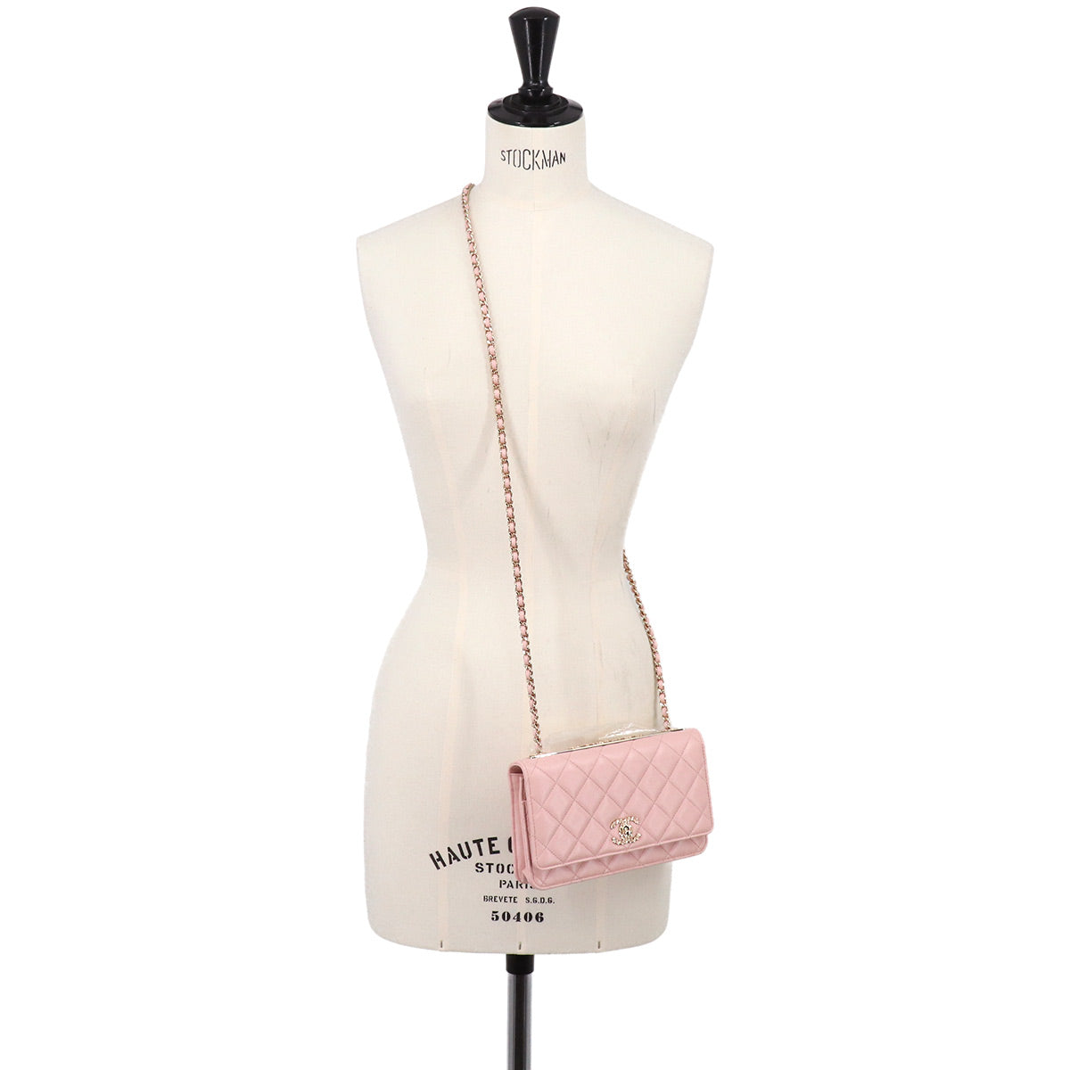 Trendy CC Matelasse Chain Long Wallet Leather Pink