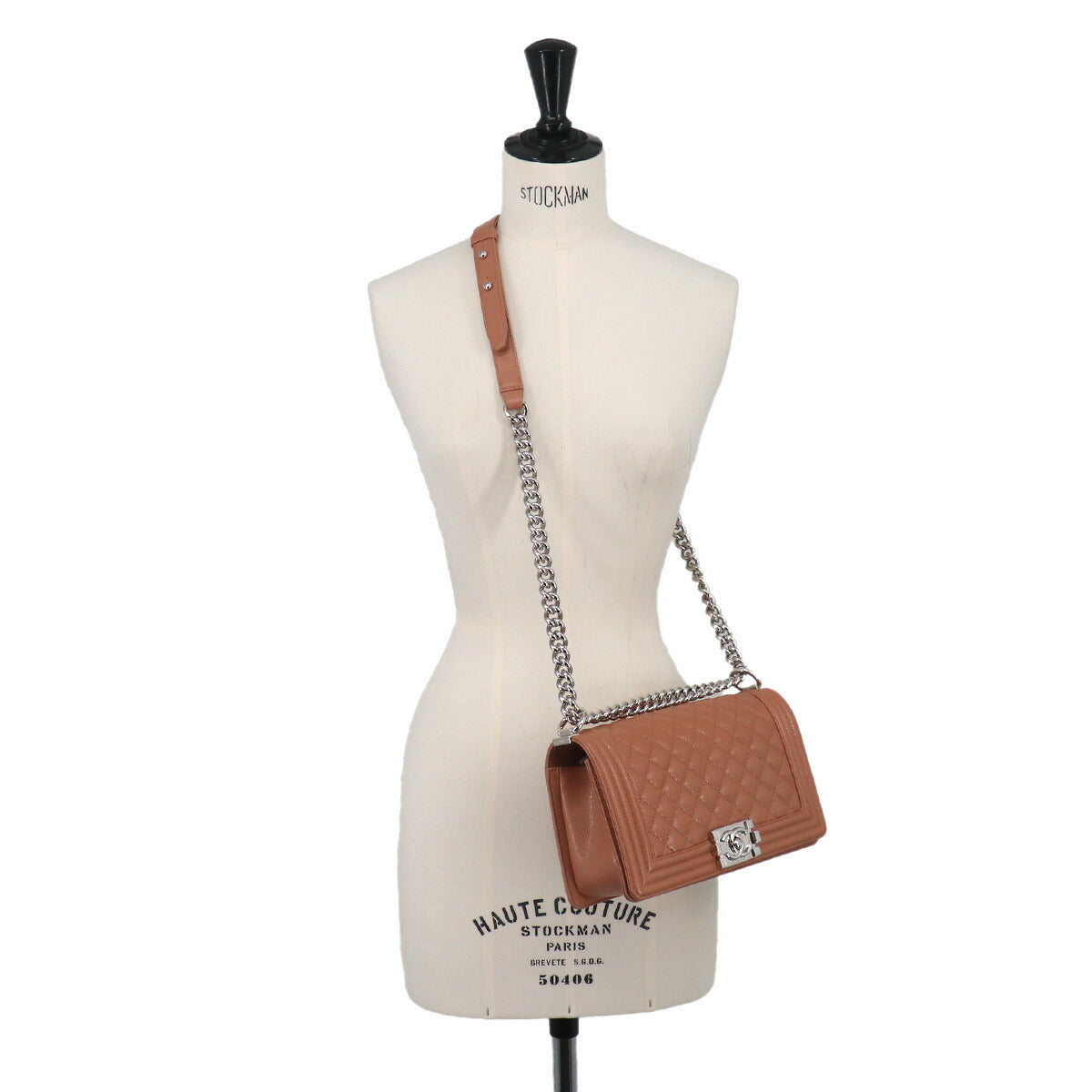 BOY CHANEL Chain Shoulder Bag Leather Brown A67086 Purse