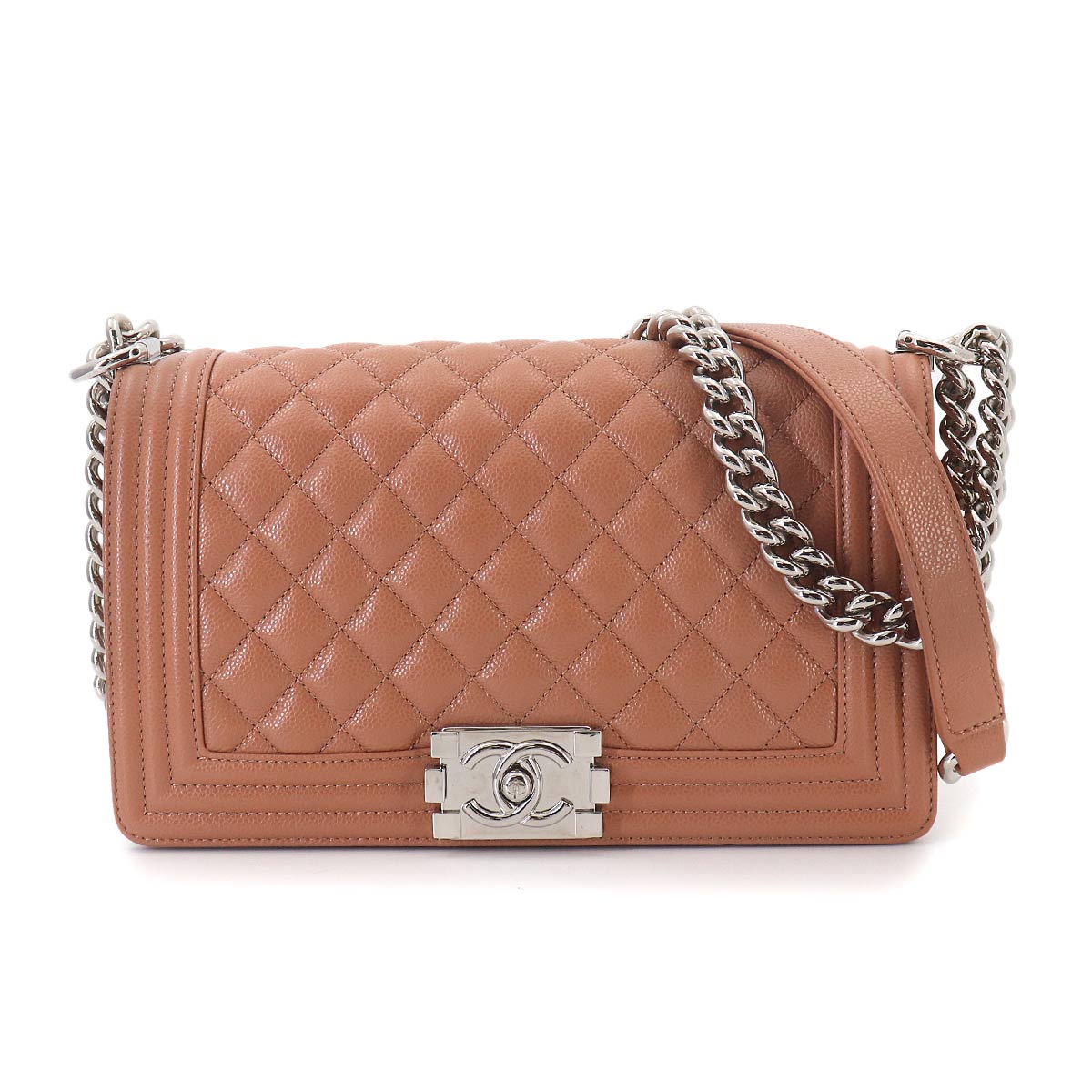 BOY CHANEL Chain Shoulder Bag Leather Brown A67086 Purse