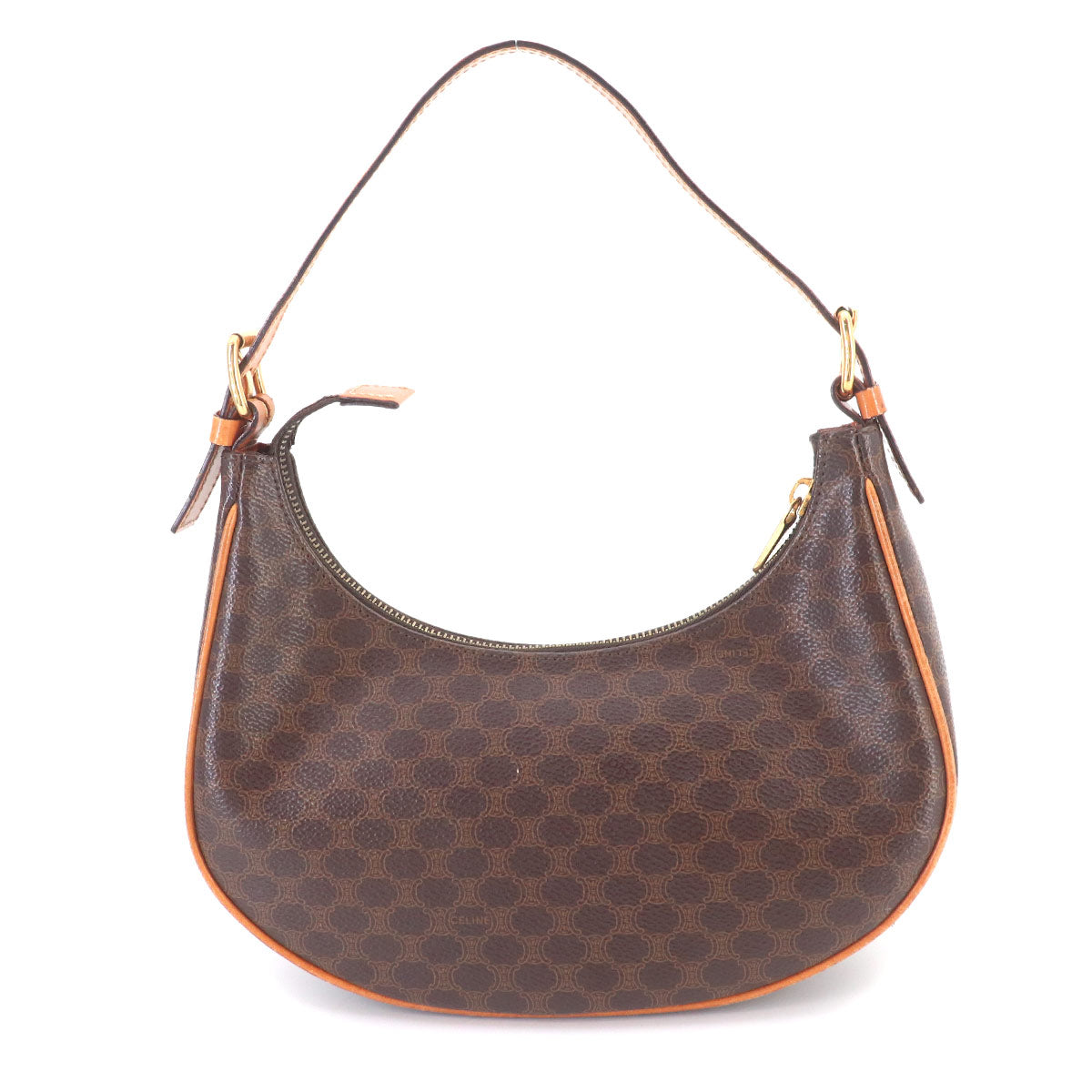 Macadam Hand Bag PVC Leather Brown Vintage