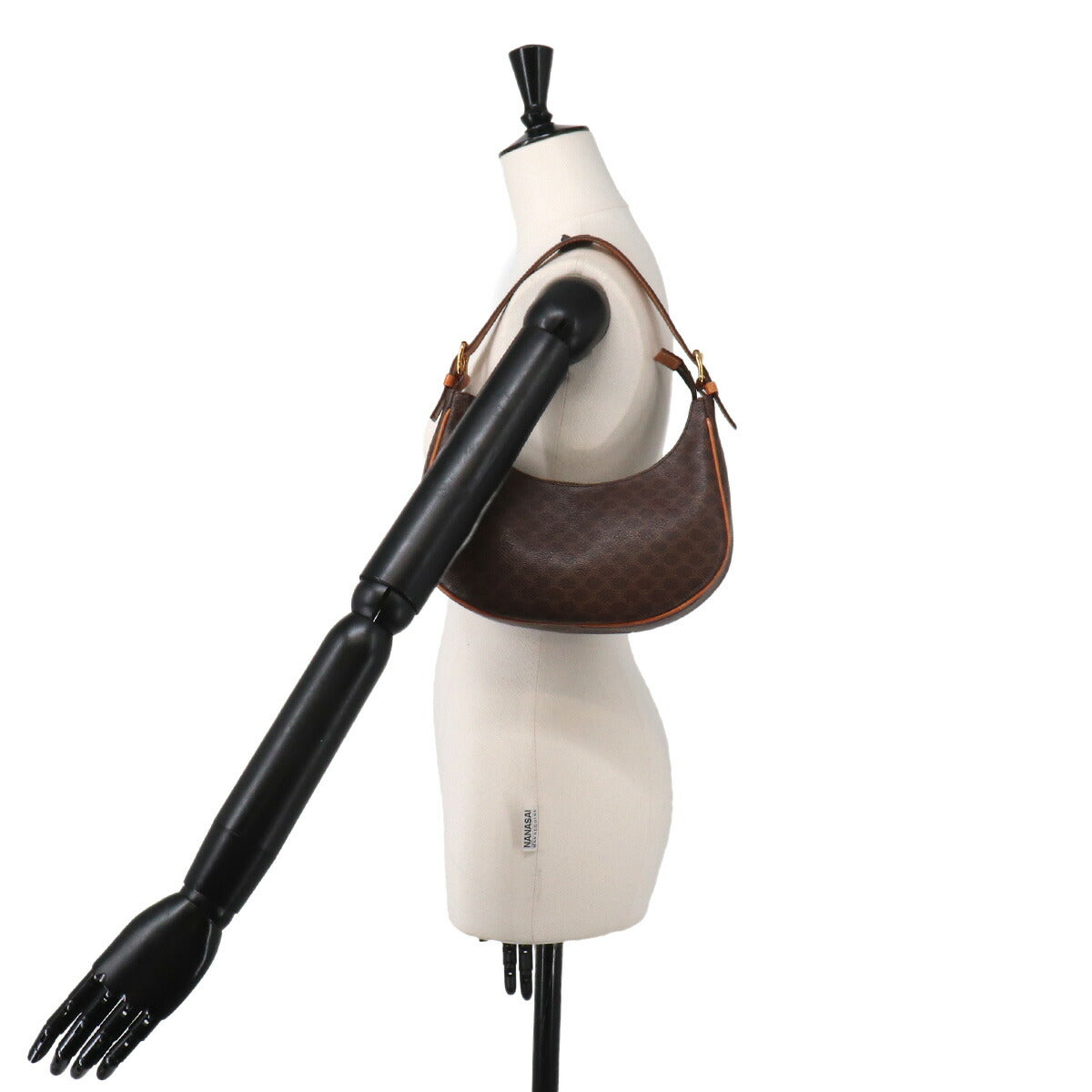 Macadam Hand Bag PVC Leather Brown Vintage