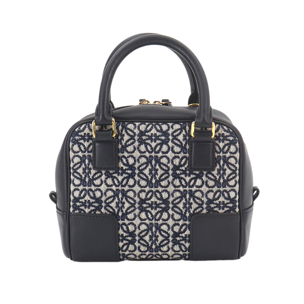 Amazona 16 Square Hand Shoulder Bag Canvas Leather Black