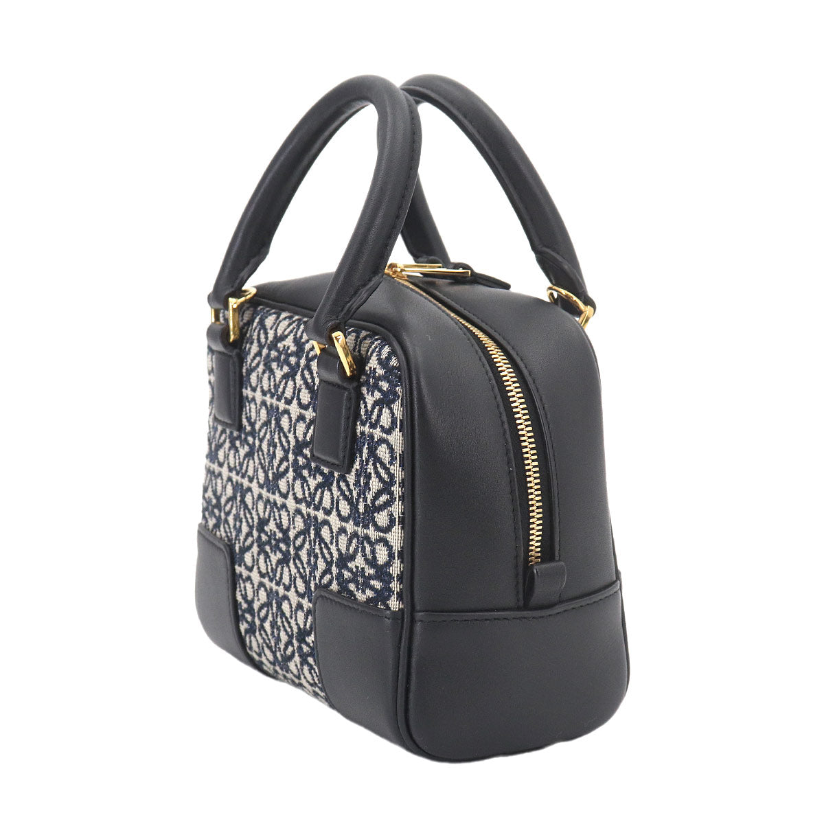 Amazona 16 Square Hand Shoulder Bag Canvas Leather Black