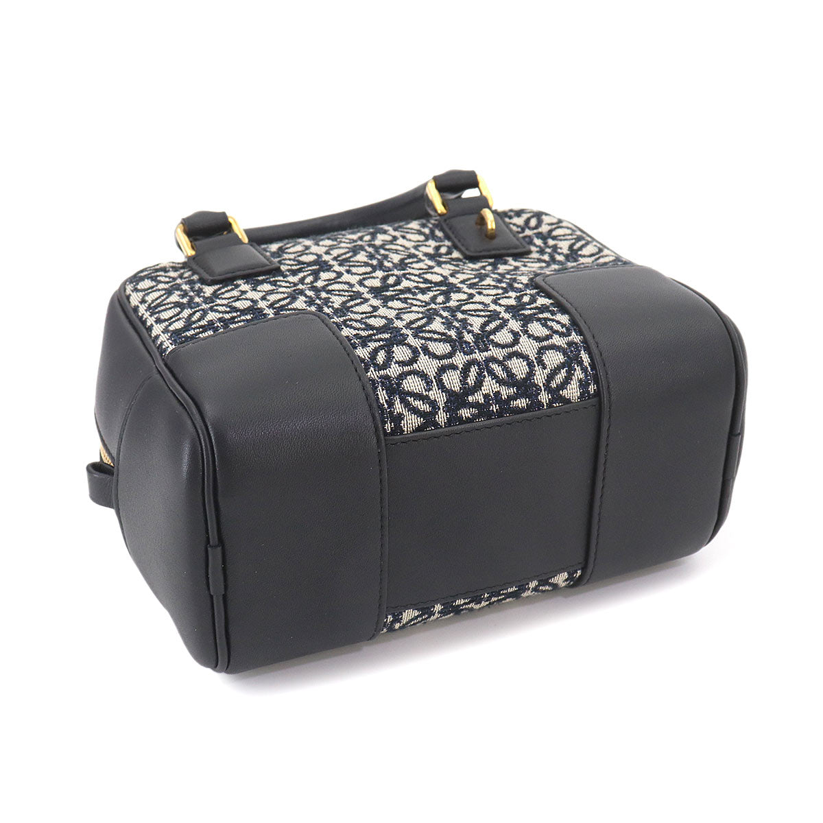 Amazona 16 Square Hand Shoulder Bag Canvas Leather Black
