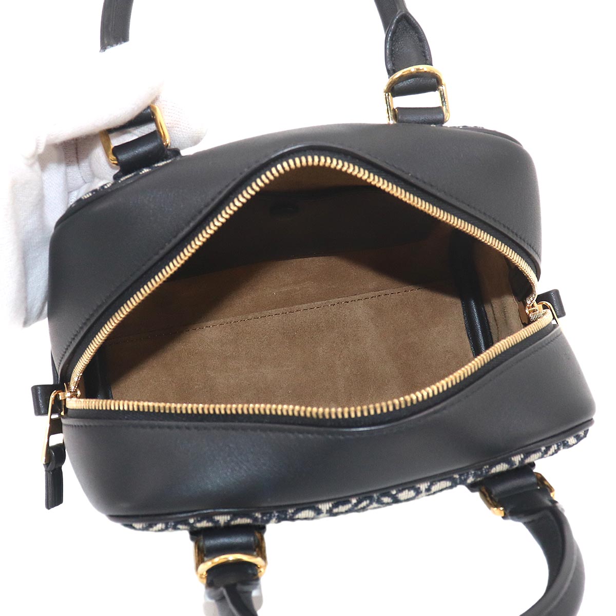Amazona 16 Square Hand Shoulder Bag Canvas Leather Black