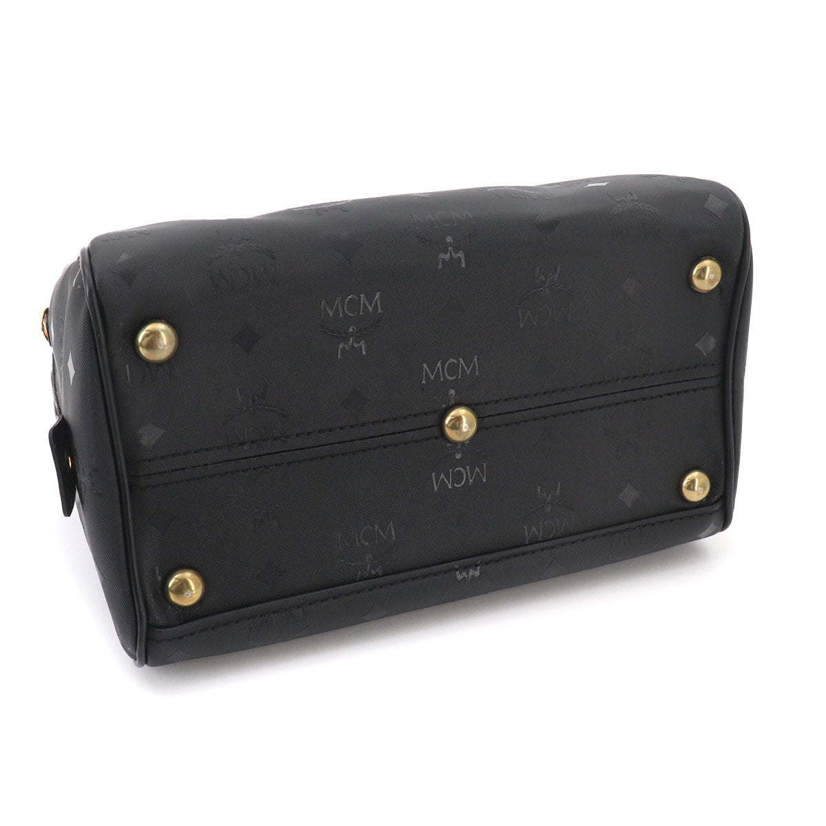 Visetos Logogram Mini Boston Shoulder Bag Nylon Leather Black