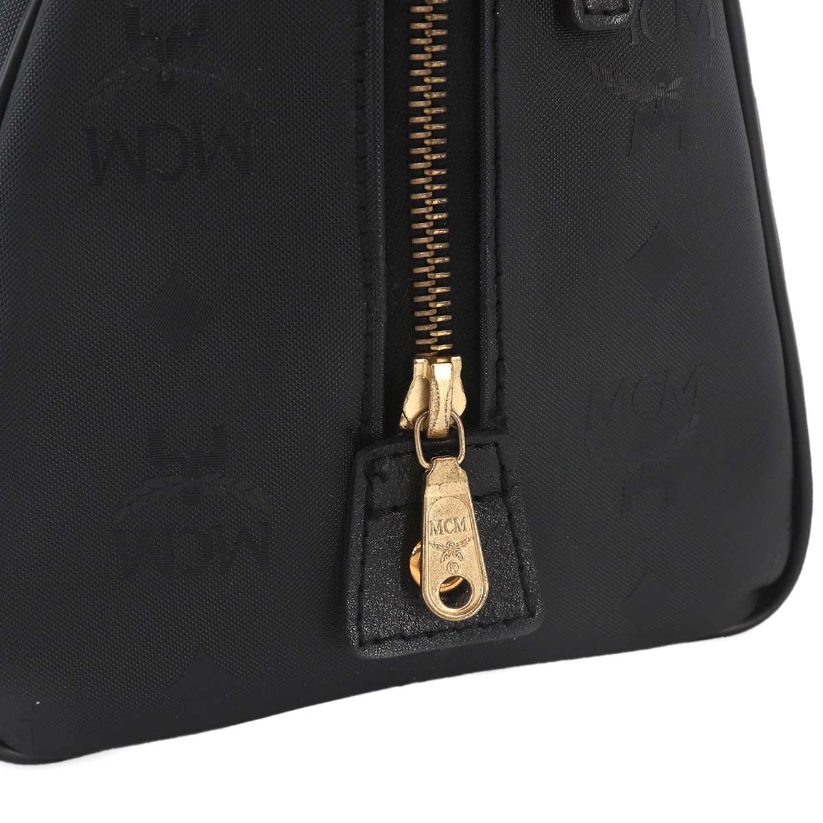 Visetos Logogram Mini Boston Shoulder Bag Nylon Leather Black