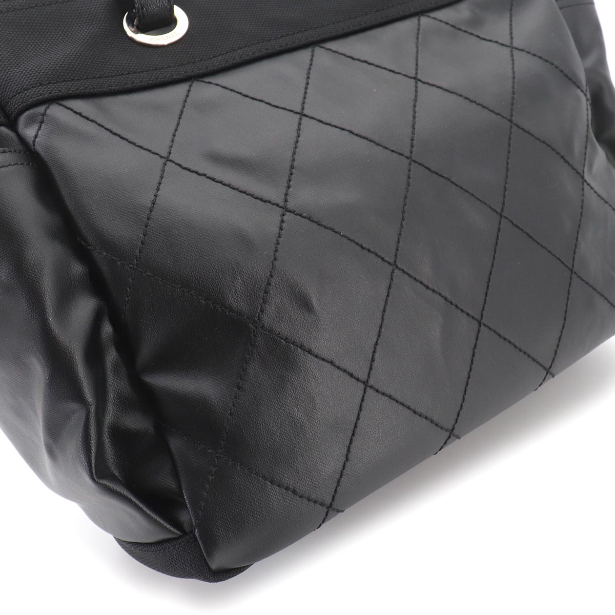 Paris Biarritz GM Tote Bag PVC Nylon Leather Black A34210 Purse