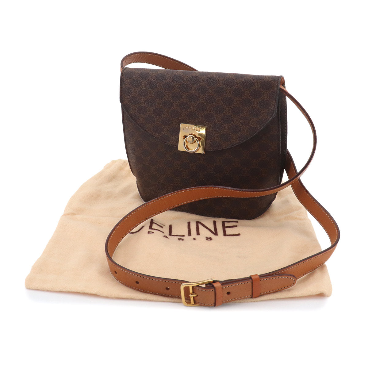 Macadam Shoulder Bag Leather PVC Brown Vintage Purse