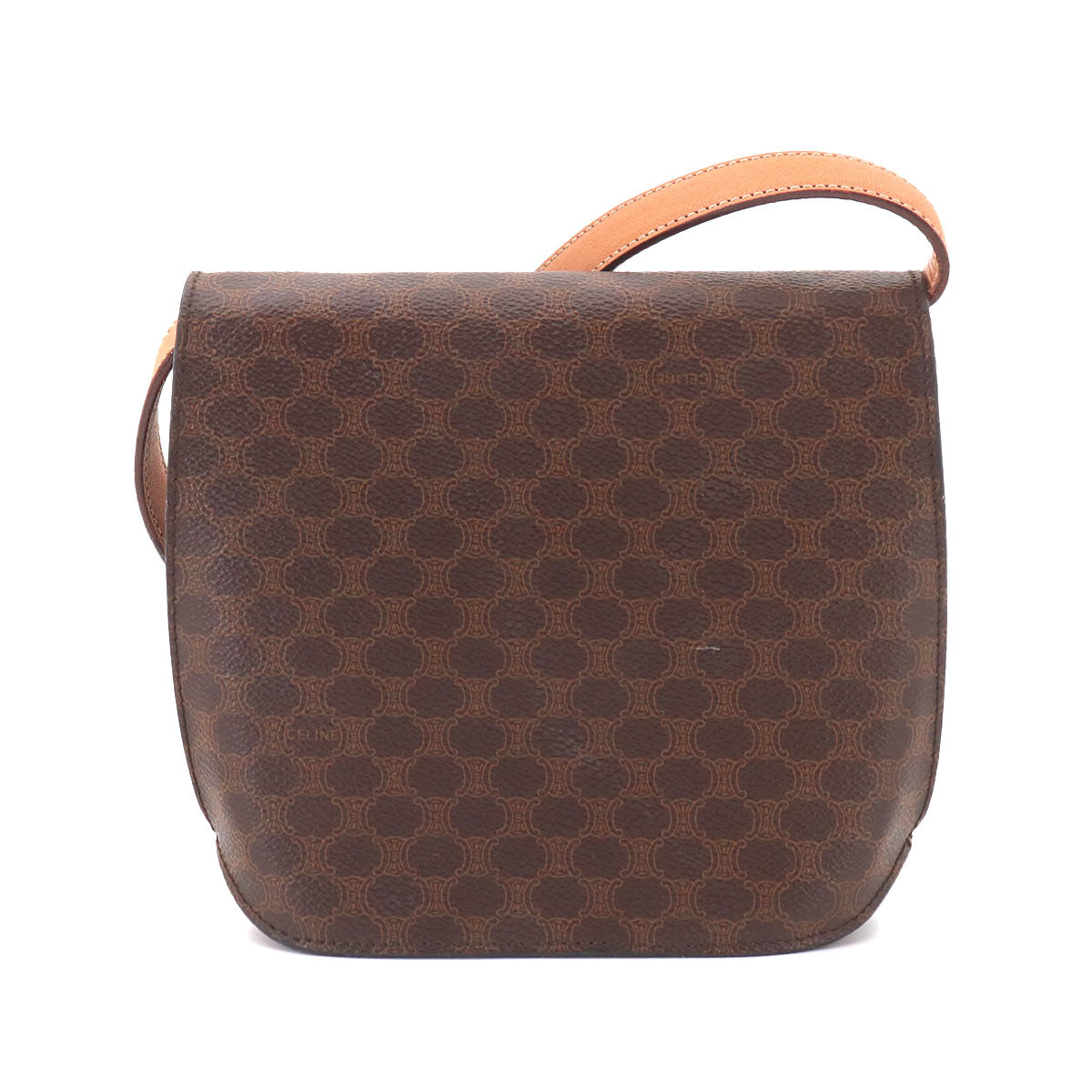 Macadam Shoulder Bag Leather PVC Brown Vintage Purse