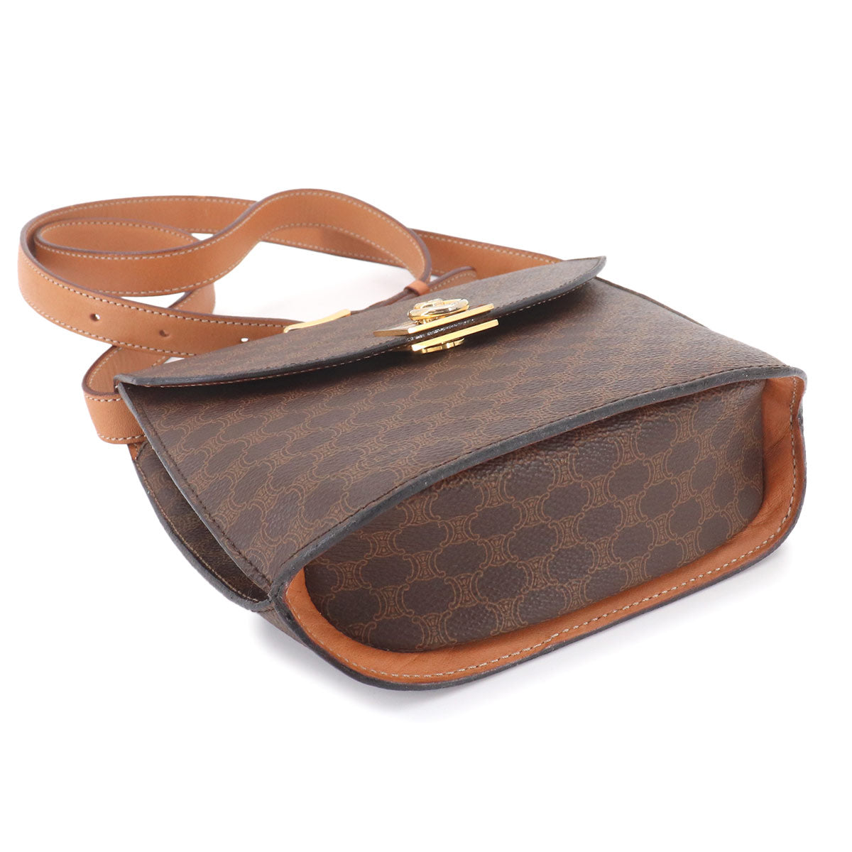 Macadam Shoulder Bag Leather PVC Brown Vintage Purse