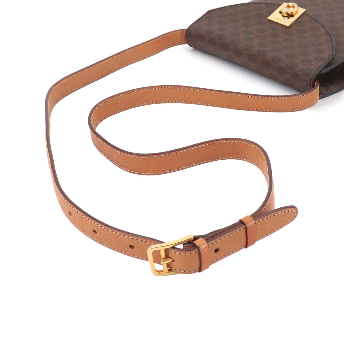 Macadam Shoulder Bag Leather PVC Brown Vintage Purse