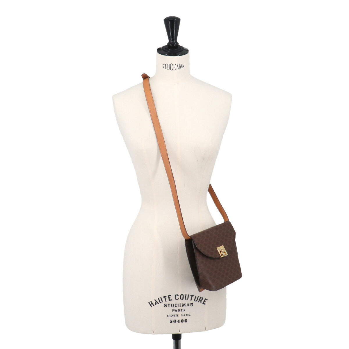 Macadam Shoulder Bag Leather PVC Brown Vintage Purse