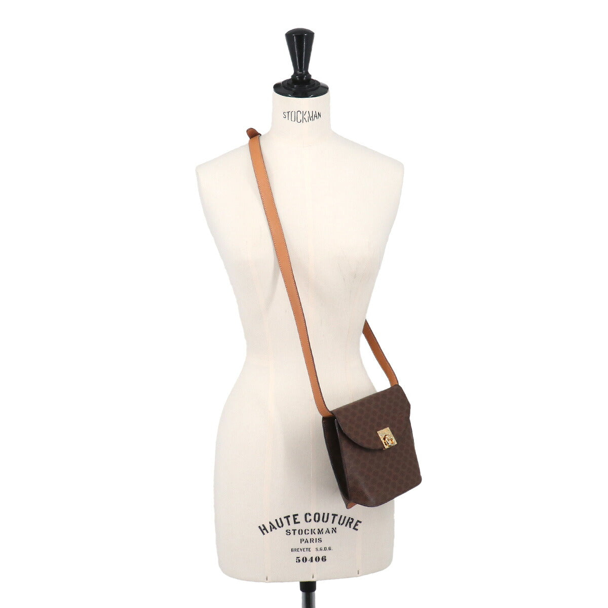 Macadam Shoulder Bag Leather PVC Brown Vintage Purse