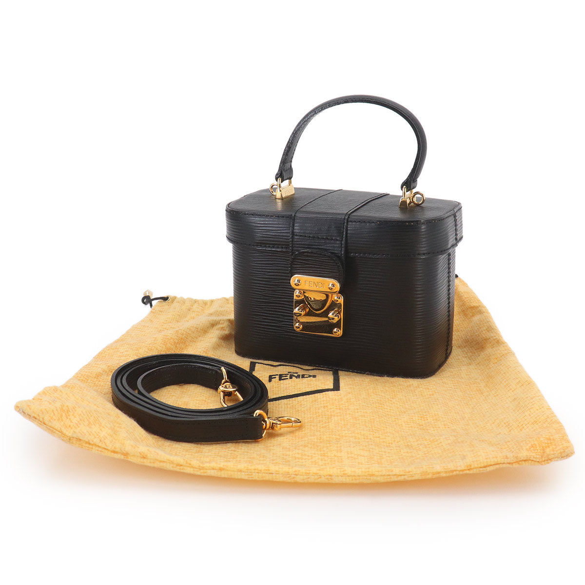 Vanity Hand Shoulder Bag Leather Black Purse
